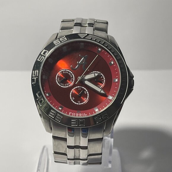 Alabama Crimson Tide NCAA Stainless-Steel Chronograph Men's Watch by Fossil NEW - Picture 1 of 7